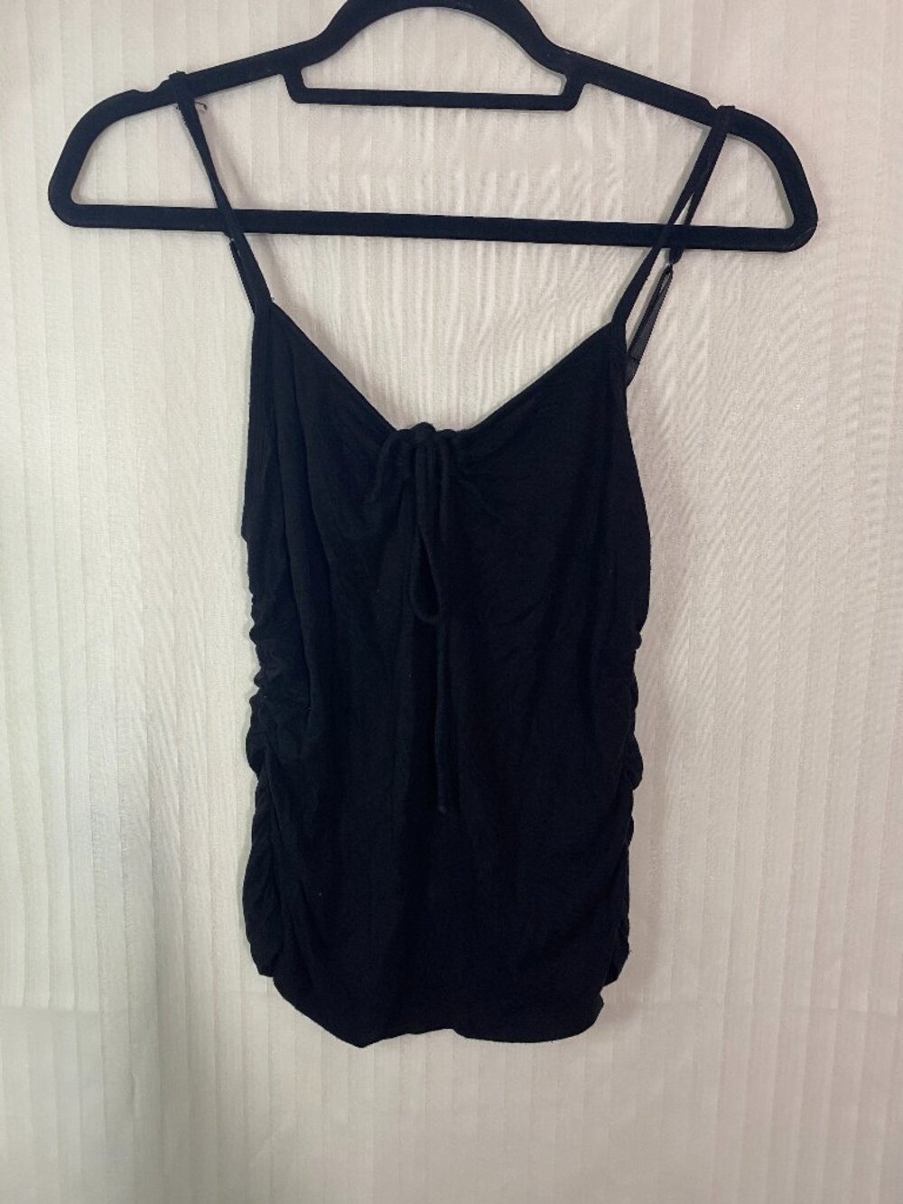 Old Navy Women's Black Ruched Cami Tank Top Size Medium Adjustable Straps